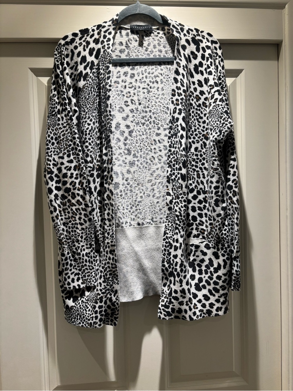 Sanctuary Black & White Leopard Print Open Cardigan